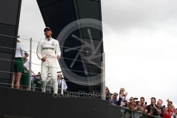 World © Octane Photographic Ltd. Formula 1 - British Grand Prix - Sunday - Race Podium. Lewis Hamilton - Mercedes AMG Petronas F1 W08 EQ Energy+. Silverstone, UK. Sunday 16th July 2017. Digital Ref: 1893LB1D4647