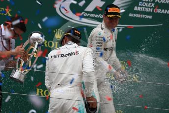 World © Octane Photographic Ltd. Formula 1 - British Grand Prix - Sunday - Race Podium. Lewis Hamilton and Valtteri Bottas Mercedes AMG Petronas F1 W08 EQ Energy+. Silverstone, UK. Sunday 16th July 2017. Digital Ref: 1893LB1D4977