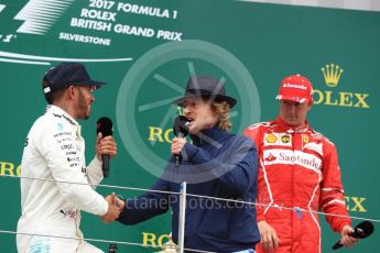 World © Octane Photographic Ltd. Formula 1 - British Grand Prix - Sunday - Race Podium. Lewis Hamilton - Mercedes AMG Petronas F1 W08 EQ Energy+ and Owen Wilson. Silverstone, UK. Sunday 16th July 2017. Digital Ref: 1893LB1D5192