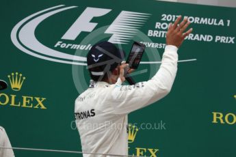 World © Octane Photographic Ltd. Formula 1 - British Grand Prix - Sunday - Race Podium. Lewis Hamilton - Mercedes AMG Petronas F1 W08 EQ Energy+. Silverstone, UK. Sunday 16th July 2017. Digital Ref: 1893LB1D5277