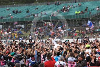 World © Octane Photographic Ltd. Formula 1 - British Grand Prix - Sunday - Race Podium. Lewis Hamilton - Mercedes AMG Petronas F1 W08 EQ Energy+ crowd surfs. Silverstone, UK. Sunday 16th July 2017. Digital Ref: 1893LB1D5483