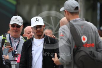 World © Octane Photographic Ltd. Formula 1 - British Grand Prix - Friday - Paddock. Lewis Hamilton - Mercedes AMG Petronas F1 W08 EQ Energy+. Silverstone, UK. Saturday 15th July 2017. Digital Ref: 1881LB1D0204