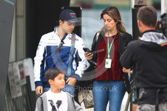 World © Octane Photographic Ltd. Formula 1 - British Grand Prix - Friday - Paddock. Felipe Massa - Williams Martini Racing FW40 with wife Anna Raffaela Bassi and son Felipinho. Silverstone, UK. Saturday 15th July 2017. Digital Ref: 1881LB1D0279