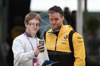 World © Octane Photographic Ltd. Formula 1 - British Grand Prix - Friday - Paddock. Jolyon Palmer - Renault Sport F1 Team R.S.17. Silverstone, UK. Saturday 15th July 2017. Digital Ref: 1881LB1D0302