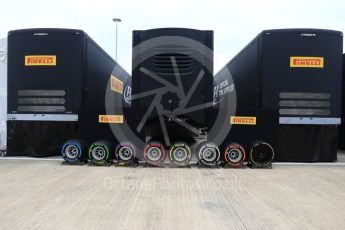 World © Octane Photographic Ltd. Formula 1 - British Grand Prix - Paddock. Pirelli tyres. Silverstone, UK. Sunday 16th July 2017. Digital Ref: 1890LB2D9603