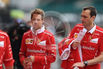 World © Octane Photographic Ltd. Formula 1 - British Grand Prix - Thursday - Pit Lane. Sebastian Vettel - Scuderia Ferrari SF70H. Silverstone, UK. Thursday 13th July 2017. Digital Ref: 1880LB1D6709