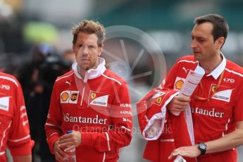 World © Octane Photographic Ltd. Formula 1 - British Grand Prix - Thursday - Pit Lane. Sebastian Vettel - Scuderia Ferrari SF70H. Silverstone, UK. Thursday 13th July 2017. Digital Ref: 1880LB1D6709