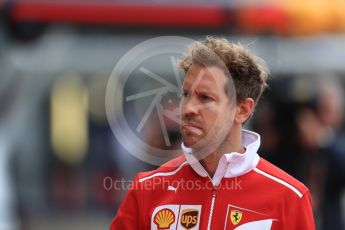 World © Octane Photographic Ltd. Formula 1 - British Grand Prix - Thursday - Pit Lane. Sebastian Vettel - Scuderia Ferrari SF70H. Silverstone, UK. Thursday 13th July 2017. Digital Ref: 1880LB1D6717