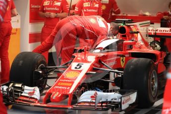 World © Octane Photographic Ltd. Formula 1 - British Grand Prix - Thursday - Pit Lane. Sebastian Vettel - Scuderia Ferrari SF70H to test the Shield cockpit protection device in FP1. Silverstone, UK. Thursday 13th July 2017. Digital Ref: 1880LB1D7676
