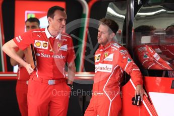 World © Octane Photographic Ltd. Formula 1 - British Grand Prix - Thursday - Pit Lane. Sebastian Vettel - Scuderia Ferrari SF70H to test the Shield cockpit protection device in FP1. Silverstone, UK. Thursday 13th July 2017. Digital Ref: 1880LB1D7690