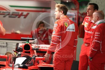 World © Octane Photographic Ltd. Formula 1 - British Grand Prix - Thursday - Pit Lane. Sebastian Vettel - Scuderia Ferrari SF70H to test the Shield cockpit protection device in FP1. Silverstone, UK. Thursday 13th July 2017. Digital Ref: 1880LB1D7699