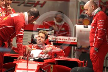 World © Octane Photographic Ltd. Formula 1 - British Grand Prix - Thursday - Pit Lane. Sebastian Vettel - Scuderia Ferrari SF70H to test the Shield cockpit protection device in FP1. Silverstone, UK. Thursday 13th July 2017. Digital Ref: 1880LB1D7739