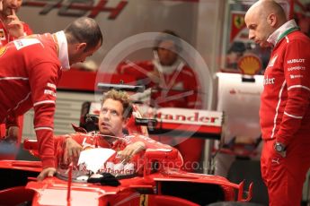 World © Octane Photographic Ltd. Formula 1 - British Grand Prix - Thursday - Pit Lane. Sebastian Vettel - Scuderia Ferrari SF70H to test the Shield cockpit protection device in FP1. Silverstone, UK. Thursday 13th July 2017. Digital Ref: 1880LB1D7745