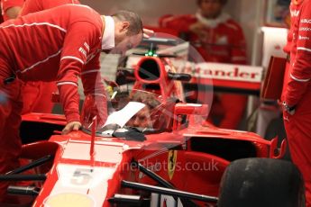 World © Octane Photographic Ltd. Formula 1 - British Grand Prix - Thursday - Pit Lane. Sebastian Vettel - Scuderia Ferrari SF70H to test the Shield cockpit protection device in FP1. Silverstone, UK. Thursday 13th July 2017. Digital Ref: 1880LB1D7758