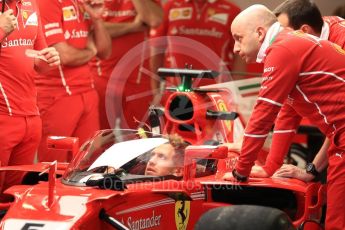 World © Octane Photographic Ltd. Formula 1 - British Grand Prix - Thursday - Pit Lane. Sebastian Vettel - Scuderia Ferrari SF70H to test the Shield cockpit protection device in FP1. Silverstone, UK. Thursday 13th July 2017. Digital Ref: 1880LB1D7809