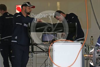 World © Octane Photographic Ltd. Formula 1 - British Grand Prix - Thursday - Pit Lane. Sauber F1 Team C36. Silverstone, UK. Thursday 13th July 2017. Digital Ref: 1880LB2D6929