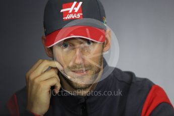 World © Octane Photographic Ltd. Formula 1 - British Grand Prix - Thursday - FIA Driver Press Conference. Romain Grosjean - Haas F1 Team. Silverstone, UK. Thursday 13th July 2017. Digital Ref: 1877LB1D6957
