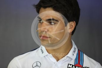 World © Octane Photographic Ltd. Formula 1 - British Grand Prix - Thursday - FIA Driver Press Conference. Lance Stroll - Williams Martini Racing. Silverstone, UK. Thursday 13th July 2017. Digital Ref: 1877LB1D7002