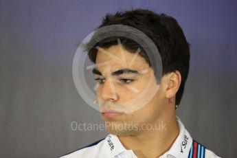 World © Octane Photographic Ltd. Formula 1 - British Grand Prix - Thursday - FIA Driver Press Conference. Lance Stroll - Williams Martini Racing. Silverstone, UK. Thursday 13th July 2017. Digital Ref: 1877LB1D7005