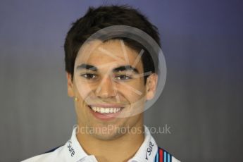 World © Octane Photographic Ltd. Formula 1 - British Grand Prix - Thursday - FIA Driver Press Conference. Lance Stroll - Williams Martini Racing. Silverstone, UK. Thursday 13th July 2017. Digital Ref: 1877LB1D7030