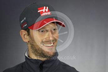 World © Octane Photographic Ltd. Formula 1 - British Grand Prix - Thursday - FIA Driver Press Conference. Romain Grosjean - Haas F1 Team. Silverstone, UK. Thursday 13th July 2017. Digital Ref: 1877LB1D7108