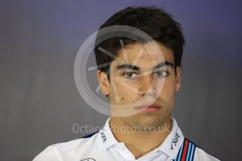 World © Octane Photographic Ltd. Formula 1 - British Grand Prix - Thursday - FIA Driver Press Conference. Lance Stroll - Williams Martini Racing. Silverstone, UK. Thursday 13th July 2017. Digital Ref: 1877LB1D7148