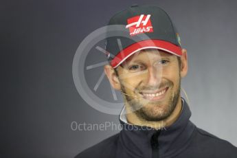 World © Octane Photographic Ltd. Formula 1 - British Grand Prix - Thursday - FIA Driver Press Conference. Romain Grosjean - Haas F1 Team. Silverstone, UK. Thursday 13th July 2017. Digital Ref: 1877LB1D7188