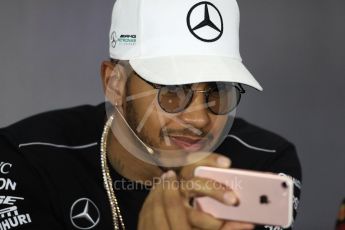 World © Octane Photographic Ltd. Formula 1 - British Grand Prix - Thursday - FIA Driver Press Conference. Lewis Hamilton - Mercedes AMG Petronas F1 Team. Silverstone, UK. Thursday 13th July 2017. Digital Ref: 1877LB1D7317