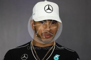 World © Octane Photographic Ltd. Formula 1 - British Grand Prix - Thursday - FIA Driver Press Conference. Lewis Hamilton - Mercedes AMG Petronas F1 Team. Silverstone, UK. Thursday 13th July 2017. Digital Ref: 1877LB1D7465