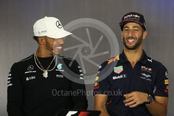 World © Octane Photographic Ltd. Formula 1 - British Grand Prix - Thursday - FIA Driver Press Conference. Daniel Ricciardo - Red Bull Racing and Lewis Hamilton - Mercedes AMG Petronas F1 Team. Silverstone, UK. Thursday 13th July 2017. Digital Ref: 1877LB2D7188