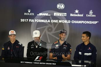 World © Octane Photographic Ltd. Formula 1 - British Grand Prix - Thursday - FIA Driver Press Conference. Daniil Kvyat - Scuderia Toro Rosso, Lewis Hamilton - Mercedes AMG Petronas F1 Team Daniel Ricciardo - Red Bull Racing and Pascal Wehrlein – Sauber F1 Team. Silverstone, UK. Thursday 13th July 2017. Digital Ref: 1877LB2D7208