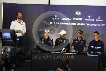 World © Octane Photographic Ltd. Formula 1 - British Grand Prix - Thursday - FIA Driver Press Conference. Daniil Kvyat - Scuderia Toro Rosso, Lewis Hamilton - Mercedes AMG Petronas F1 Team Daniel Ricciardo - Red Bull Racing and Pascal Wehrlein – Sauber F1 Team. Silverstone, UK. Thursday 13th July 2017. Digital Ref: 1877LB2D7271