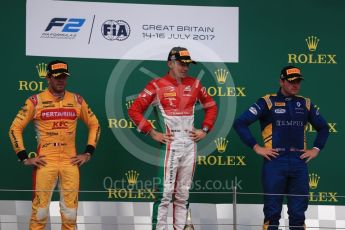 World © Octane Photographic Ltd. FIA Formula 2 (F2) - Race 1. Charles Leclerc (1st) - Prema Racing, Norman Nato (2nd) – Pertamina Arden and Oliver Rowland (3rd) – DAMS. British Grand Prix, Silverstone, UK. Saturday 15th July 2017. Digital Ref: 1887LB1D2340