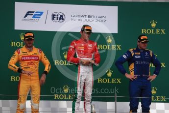 World © Octane Photographic Ltd. FIA Formula 2 (F2) - Race 1. Charles Leclerc (1st) - Prema Racing, Norman Nato (2nd) – Pertamina Arden and Oliver Rowland (3rd) – DAMS. British Grand Prix, Silverstone, UK. Saturday 15th July 2017. Digital Ref: 1887LB1D2344