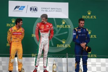 World © Octane Photographic Ltd. FIA Formula 2 (F2) - Race 1. Charles Leclerc (1st) - Prema Racing, Norman Nato (2nd) – Pertamina Arden and Oliver Rowland (3rd) – DAMS. British Grand Prix, Silverstone, UK. Saturday 15th July 2017. Digital Ref: 1887LB1D2365