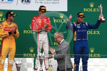 World © Octane Photographic Ltd. FIA Formula 2 (F2) - Race 1. Charles Leclerc (1st) - Prema Racing, Norman Nato (2nd) – Pertamina Arden and Oliver Rowland (3rd) – DAMS. British Grand Prix, Silverstone, UK. Saturday 15th July 2017. Digital Ref: 1887LB1D2414