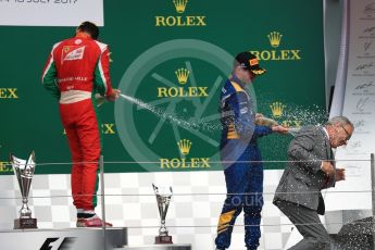 World © Octane Photographic Ltd. FIA Formula 2 (F2) - Race 1. Charles Leclerc (1st) - Prema Racing and Oliver Rowland (3rd) – DAMS. British Grand Prix, Silverstone, UK. Saturday 15th July 2017. Digital Ref: 1887LB1D2419