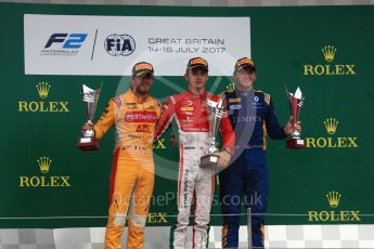 World © Octane Photographic Ltd. FIA Formula 2 (F2) - Race 1. Charles Leclerc (1st) - Prema Racing, Norman Nato (2nd) – Pertamina Arden and Oliver Rowland (3rd) – DAMS. British Grand Prix, Silverstone, UK. Saturday 15th July 2017. Digital Ref: 1887LB1D2506