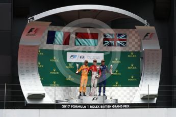 World © Octane Photographic Ltd. FIA Formula 2 (F2) - Race 1. Charles Leclerc (1st) - Prema Racing, Norman Nato (2nd) – Pertamina Arden and Oliver Rowland (3rd) – DAMS. British Grand Prix, Silverstone, UK. Saturday 15th July 2017. Digital Ref: 1887LB1D2519