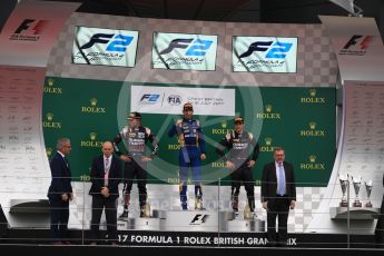 World © Octane Photographic Ltd. Formula 1 - British Grand Prix - Sunday - FIA Formula 2 - Race 2. Nicholas Latifi - DAMS, Luca Ghiotto and Artem Markelov - Russian Time. Silverstone, UK. Sunday 16th July 2017. Digital Ref: 1889LB1D3171