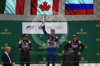 World © Octane Photographic Ltd. Formula 1 - British Grand Prix - Sunday - FIA Formula 2 - Race 2. Nicholas Latifi - DAMS, Luca Ghiotto and Artem Markelov - Russian Time. Silverstone, UK. Sunday 16th July 2017. Digital Ref: 1889LB1D3231