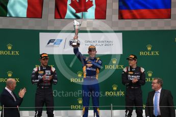 World © Octane Photographic Ltd. Formula 1 - British Grand Prix - Sunday - FIA Formula 2 - Race 2. Nicholas Latifi - DAMS, Luca Ghiotto and Artem Markelov - Russian Time. Silverstone, UK. Sunday 16th July 2017. Digital Ref: 1889LB1D3246