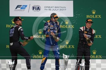 World © Octane Photographic Ltd. Formula 1 - British Grand Prix - Sunday - FIA Formula 2 - Race 2. Nicholas Latifi - DAMS, Luca Ghiotto and Artem Markelov - Russian Time. Silverstone, UK. Sunday 16th July 2017. Digital Ref: 1889LB1D3268