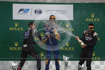 World © Octane Photographic Ltd. Formula 1 - British Grand Prix - Sunday - FIA Formula 2 - Race 2. Nicholas Latifi - DAMS, Luca Ghiotto and Artem Markelov - Russian Time. Silverstone, UK. Sunday 16th July 2017. Digital Ref: 1889LB1D3291