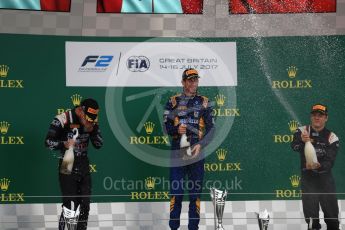 World © Octane Photographic Ltd. Formula 1 - British Grand Prix - Sunday - FIA Formula 2 - Race 2. Nicholas Latifi - DAMS, Luca Ghiotto and Artem Markelov - Russian Time. Silverstone, UK. Sunday 16th July 2017. Digital Ref: 1889LB1D3312