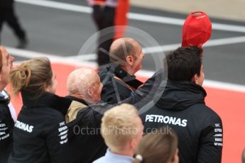 World © Octane Photographic Ltd. GP3 race 1 Parc Ferme - British Grand Prix. Toto Wolff - Executive Director & Head of Mercedes-Benz Motorsport and Niki Lauda - Non-Executive Chairman of Mercedes-Benz Motorsport. Silverstone, UK. Saturday 15th July 2017. Digital Ref: 1879LB1D2597