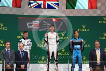 World © Octane Photographic Ltd. GP3 - Race 1. George Russell (1st) and Anthoine Hubert (2nd) - ART Grand Prix and Allessio Lorando (3rd) – Jenzer Motorsport. British Grand Prix - Silverstone, UK. Saturday 15th July 2017. Digital Ref: 1879LB1D2632