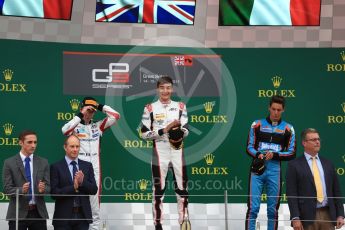 World © Octane Photographic Ltd. GP3 - Race 1. George Russell (1st) and Anthoine Hubert (2nd) - ART Grand Prix and Allessio Lorando (3rd) – Jenzer Motorsport. British Grand Prix - Silverstone, UK. Saturday 15th July 2017. Digital Ref: 1879LB1D2661