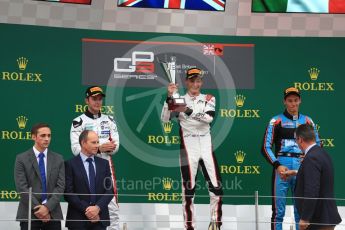 World © Octane Photographic Ltd. GP3 - Race 1. George Russell (1st) and Anthoine Hubert (2nd) - ART Grand Prix and Allessio Lorando (3rd) – Jenzer Motorsport. British Grand Prix - Silverstone, UK. Saturday 15th July 2017. Digital Ref: 1879LB1D2684