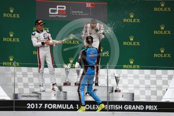 World © Octane Photographic Ltd. GP3 - Race 1. George Russell (1st) and Anthoine Hubert (2nd) - ART Grand Prix and Allessio Lorando (3rd) – Jenzer Motorsport. British Grand Prix - Silverstone, UK. Saturday 15th July 2017. Digital Ref: 1879LB1D2756